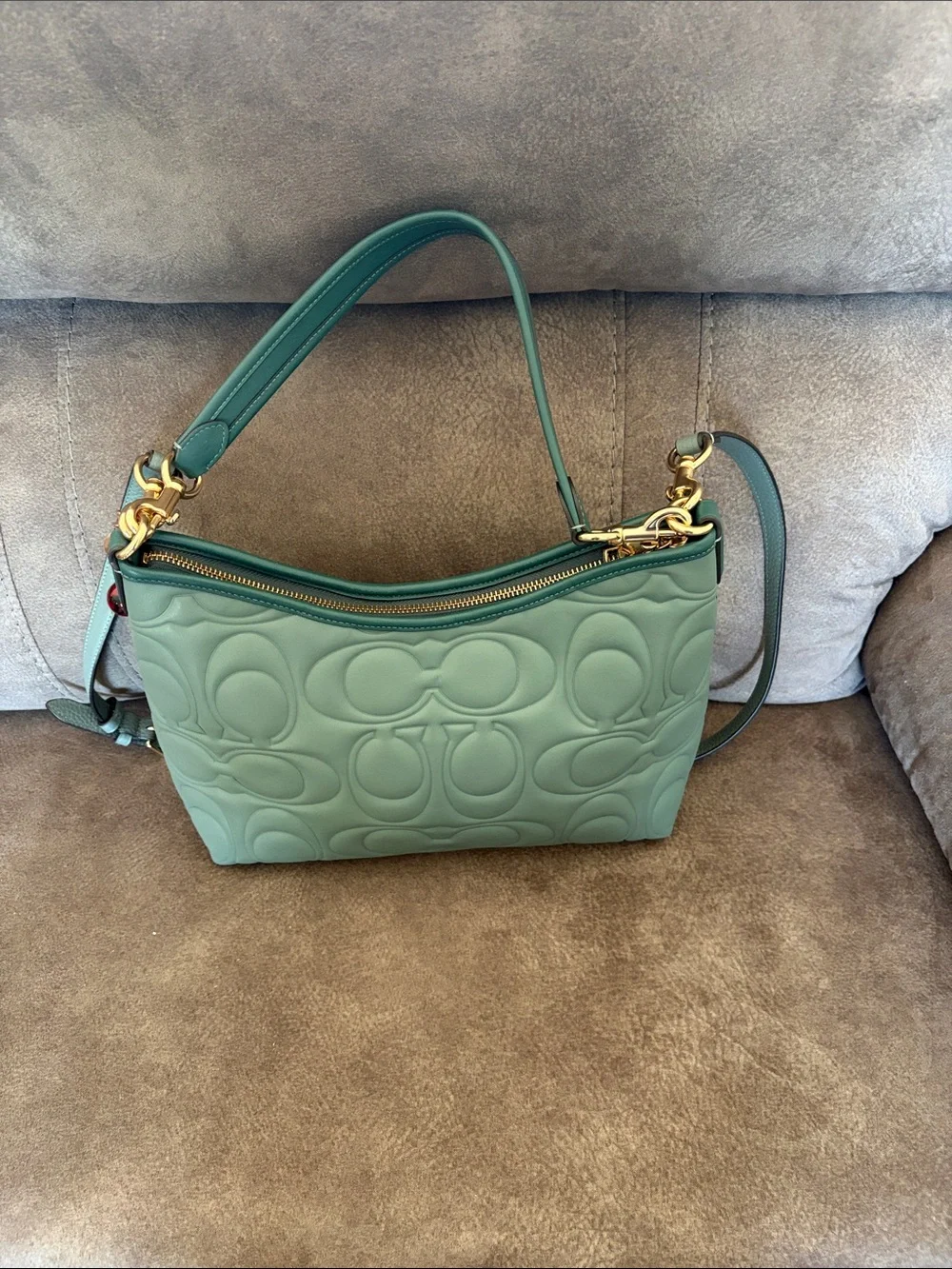 Coach Quilted Signature Shoulder Bag in Sage